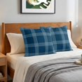 thumbnail image 6 of Pillow Covers 26x26 Set of 2, Blue Checkered Throw Pillow Covers Decorative Couch Cushion Cover, Farmhouse Buffalo Plaid Modern Microfiber Soft Square Pillowcases for Bedroom Living Room Sofa, 6 of 9