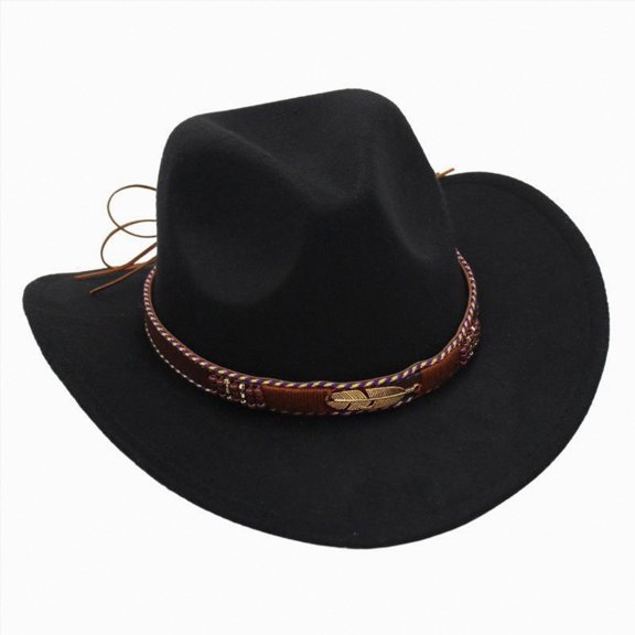 TAmten Western Cowboy Hat Boys Girl Classic Roll Up Hat with Buckle Belt for Kids(Black,3-8 Years)