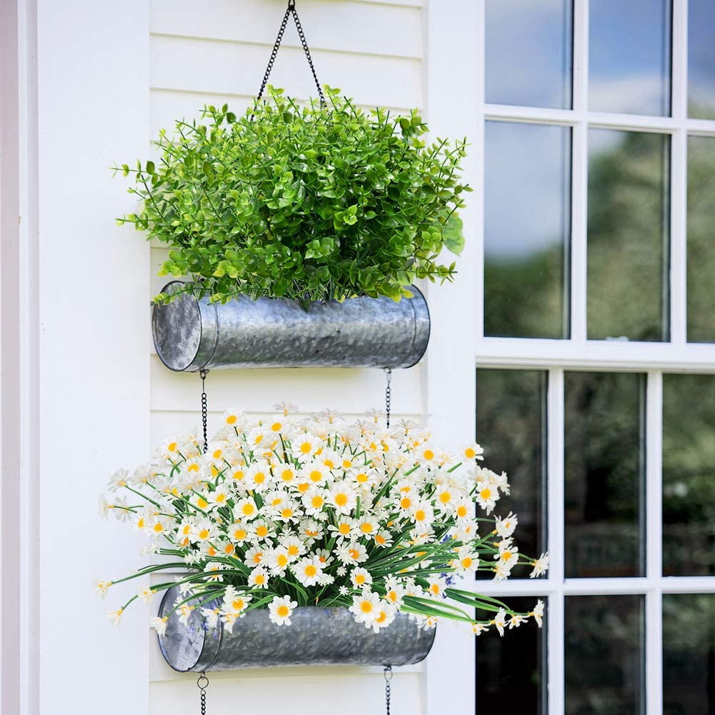 Viworld 6 Bundles Outdoor Artificial Flowers UV Resistant Fake Boxwood Plants, Faux Plastic Greenery for Indoor Outside Plants Garden Home Decor (Green)