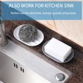 thumbnail image 5 of 2 Piezas Jabonera para Baño Bandeja Protectora para Ducha-Bandeja de Drenaje de Silicona para Esponja de Jabón Fregadero de Baño Fregadero de Cocina-Drenaje de Seguridad para Lavavajillas, Blanco Gris JM, 5 of 5