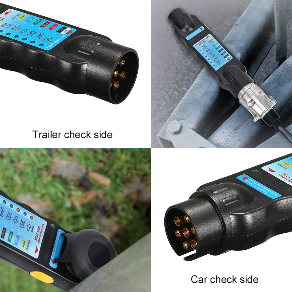 Car Tester Adapter Qiilu 12V 7 Pin/13 Pin Car Towing Trailer Light LED Light Wiring Cable Circuit Plug Socket Tester 