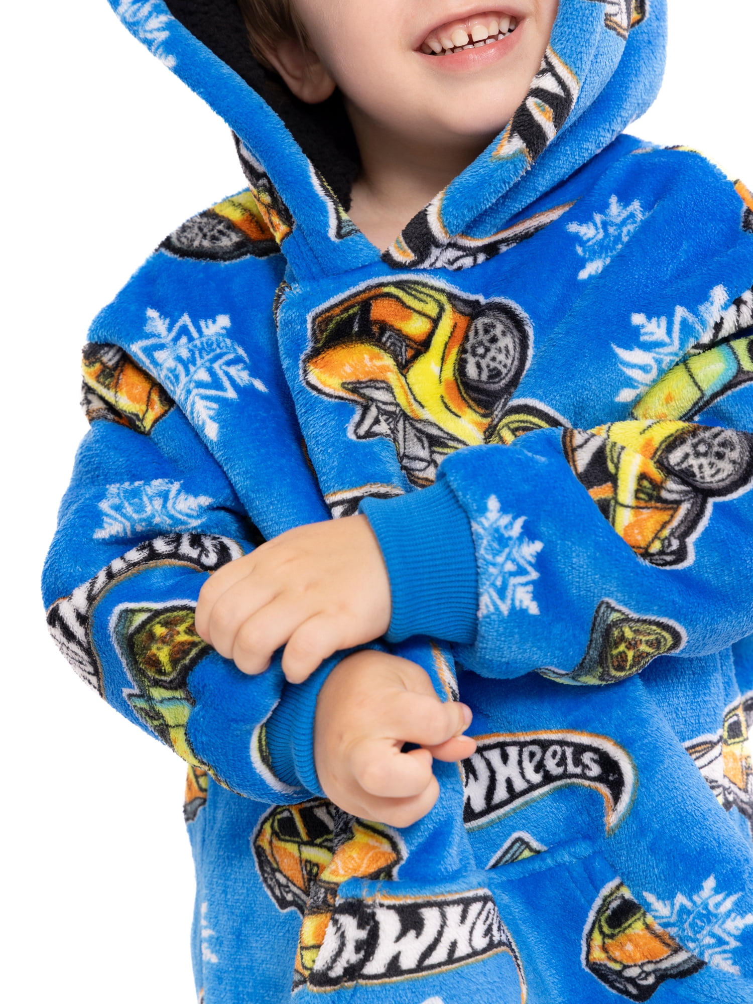 Hot Wheels Holiday Toddler Boys Cozy Hoodie with Faux Shearling Lining, Sizes 12M-5T