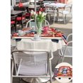 thumbnail image 5 of Outdoor Tablecloth with Umbrella Hole for Patio/Picnic/Party/Camping, Thin Blue Red Striped Waterproof Table Cloth Round Cover Washable, Patriotic Gnomes 4th of July Beige (Dia 54"), 5 of 9
