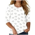 thumbnail image 3 of Aofany Womens Plus Size Tops 3/4 Sleeve Fall Women's Casual Print Tunic Top Crewneck Loose Comfy T-Shirts, 3 of 4