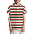 thumbnail image 4 of Gunia Boys Polo Shirt Striped Shirt With Floral Buttons Lapel Collar Pocket Casual Top Teenagers Youth Stylish Gentleman Golf Hawaiian Shirts For Boys 3-14 Years, 4 of 4