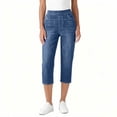 thumbnail image 5 of Hurxie Jean Capri Pants for Women High Waisted Ripped Skinny Jeans Stretchy Denim Capris Cropped Jeggings with Pockets Navy,2XL, 5 of 6