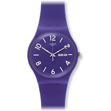 Swatch Backup Purple Purple Dial Purple Silicone Rubber Unisex Watch SUOV703.