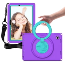 ELEHOLD Samsung Galaxy Tab A8 Case 10.5 Inch With Screen Protector, Child Proof Protective Kids Case with Rotating Stand Shoulder Strap for Galaxy Tab A8 10.5" 2022 SM-X200/X205/X207,Purple