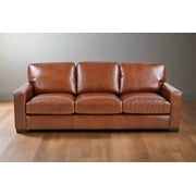 Crafters and Weavers Claudette Top Grain Leather Sofa in Chestnut