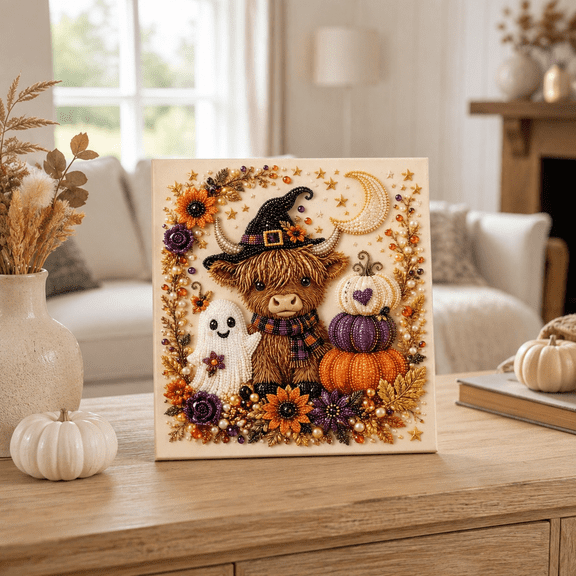 Halloween Diamond Art Painting DIY Kit, Pearl Art Set, Complete Craft Supplies for Beginners, Family Handmade Decor for Halloween Party & Indoor Ornament B