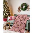 thumbnail image 2 of Christmas Flannel Blanket for Bed,Travel and Camping, Pink Nosed Reindeer Snowflakes Texture Pink Super Soft Cozy Blanket for All Seasons 40"x50", 2 of 6