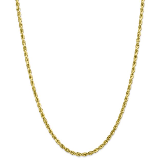 10K Yellow Gold 4mm Handmade Diamond Cut Rope Chain 24 Inch