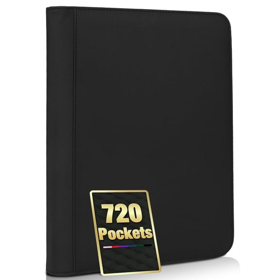 Premium 9 Pocket Trading Card Binder,720 Cards Zip Card Storage Binder,Side-Loading Collection Album,Ringless Card Folder for MTG,TCG,Sports Cards,Black