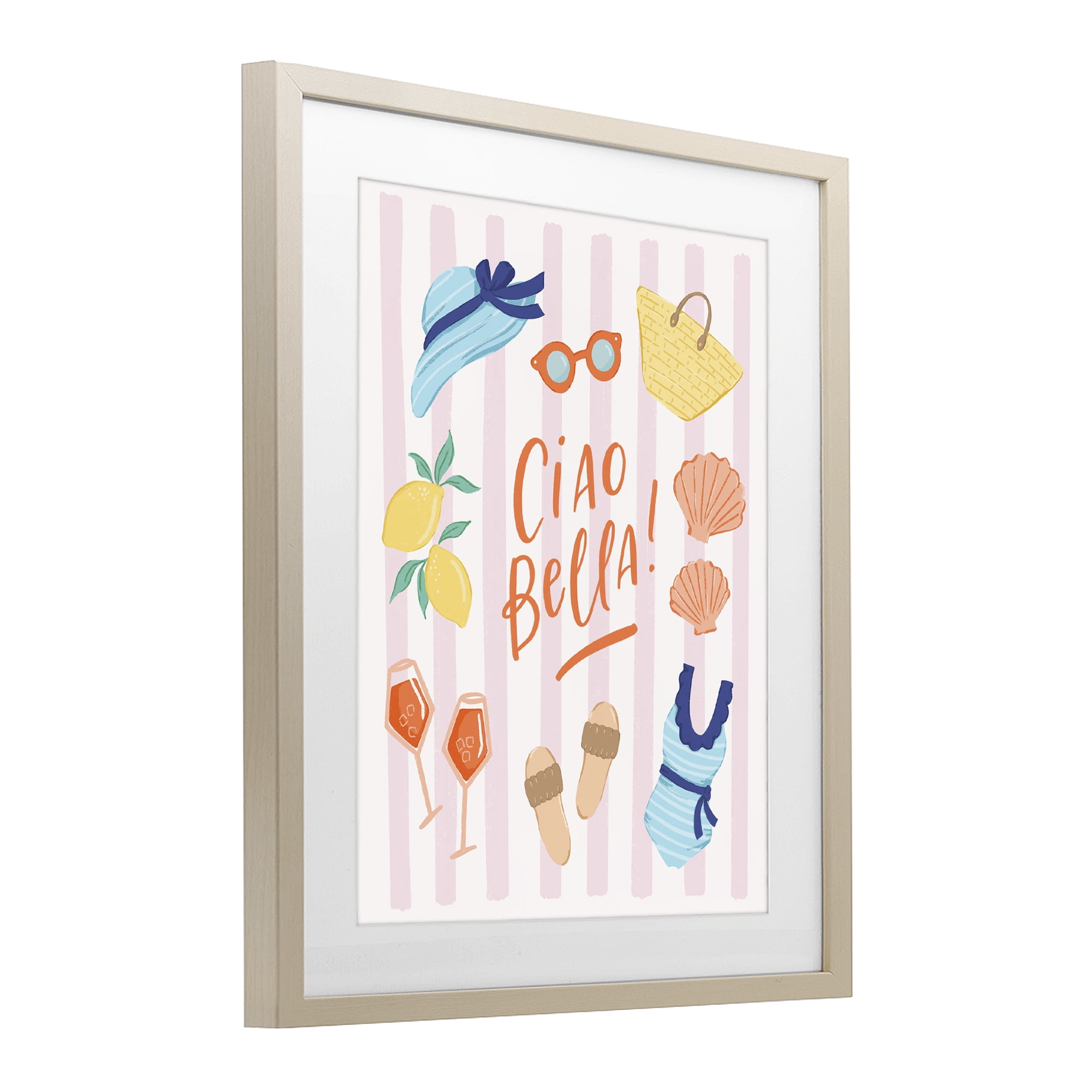 Stupell Industries Summer Ciao Bella Birch Framed Print Under Glass, design by Sandra Picco