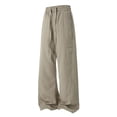 thumbnail image 2 of Mens Cotton Pants Wide Leg Baggy Pants Elastic Waist Casual Summer Beach Barrel Leg Trousers Big and Tall Size M-3XL Khaki, 2 of 5