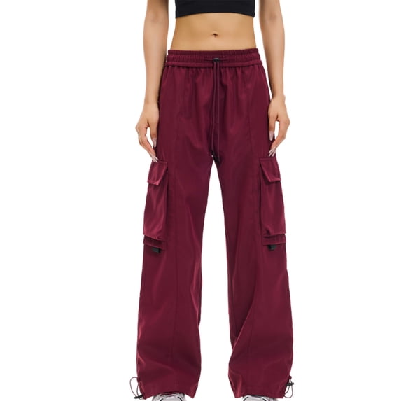 Yxbdin Lightweight Cargo Pants with Multi Pockets for Women Baggy Elastic Low Waisted Cargo Pant Casual Stretchy Wide Leg Trousers for Hiking