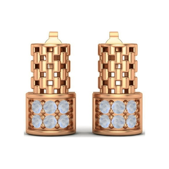Boucles d'Oreilles Clous de Mariage Arc-en-Ciel Rond en Argent Sterling 925 Rose Vermeil Élégance pour Femmes
