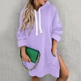 thumbnail image 5 of Hoodie Dress for Women 2026 Fall Winter Casual Long Sleeve Side Split Hem Hooded Sweatshirt Dress Pullover Top with Pockets, 5 of 7