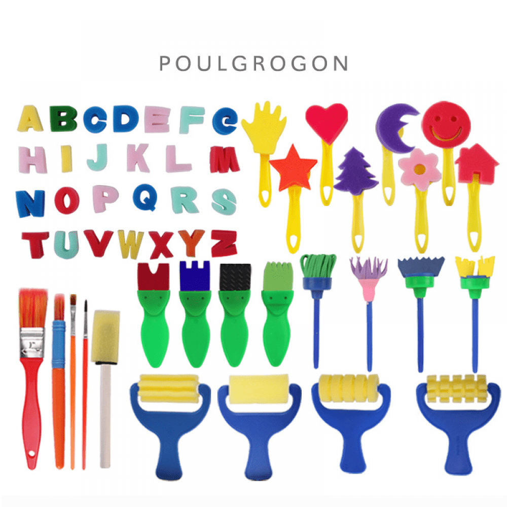 TIMPCV Kids Paint Brushes Set, 51 Pack Washable Sponge Painting Brushes