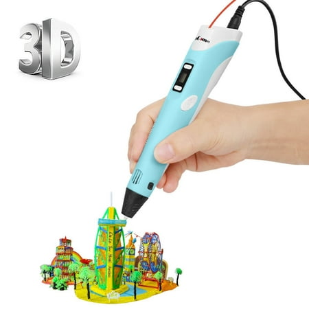 New and Improved, Set of 2, 3D Pen Printer Drawing Doodler, Graffiti Arts &  Crafts, Easy LCD Screen with Free Filament, Kids Gift or Toy, Plus Extra