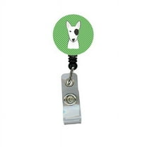Carolines Treasures BB1132BR Green Checkered Bull Terrier Retractable Badge Reel