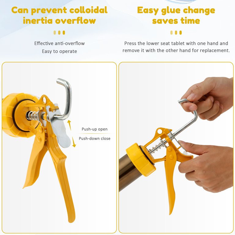 2-Pack Sausage Caulking Gun – 360° Rotatable Hand Tool With Aluminum Barrel, Anti-Overflow, Includes 2 Cone Nozzles