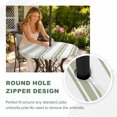 thumbnail image 4 of Round Outdoor Tablecloth with Umbrella Hole and Zipper, Sage Green Striped Tablecloth with Elastic Waterproof, Farmhouse Aesthetic Modern Stripes Patio Table Covers for 36" - 44" Picnic Pool Tables, 4 of 9