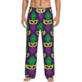 thumbnail image 2 of Picia Mardi Gras Carnival3 Mens Soft Woven Cotton Elastic Waistband Sleep Pajama Pant Lounge Sleep Pant With Pockets And Drawstring-Medium, 2 of 9