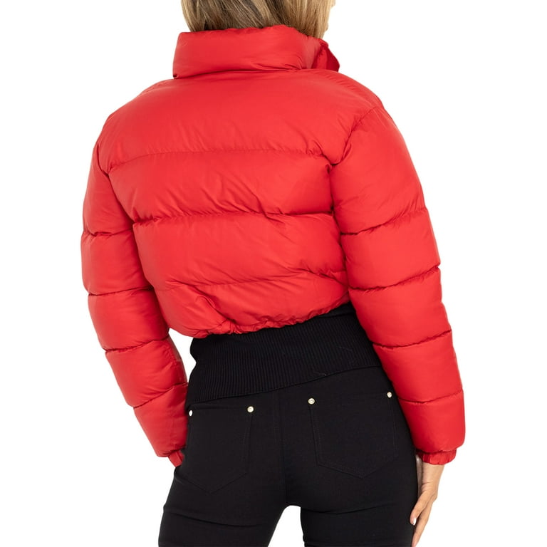 Red cropped shop bubble coat