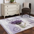 thumbnail image 3 of 3'x5' Rug for Living Room Bedroom, Purple Lavender Washable Area Rugs Non-Slip Carpet Mats, Vintage Farmhouse Rustic Floral Wooden Grain Indoor Low Pile Area Rug Runner for Kitchen, Mudroom, 3 of 8