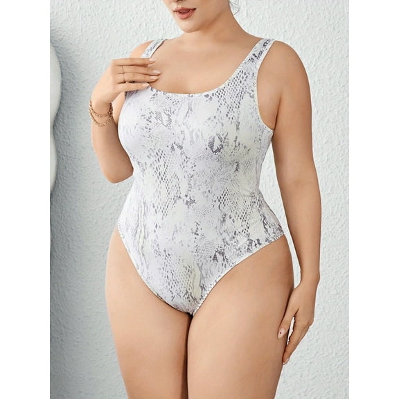 White plus size jumpsuit for women Women's Sexy Bodysuit Leopard Snake Skin Leotard Tank Top Sleeveless Scoop Neck Bodycon Jumpsuit Onesie Romper