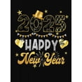 thumbnail image 2 of Happy New Year 2025" Golden Letter Print Women's T-Shirt - Casual Crew Neck, Short Sleeve, Stretchy Polyester Blend, Machine Washable - Perfect for Spring & Summer, 2 of 7