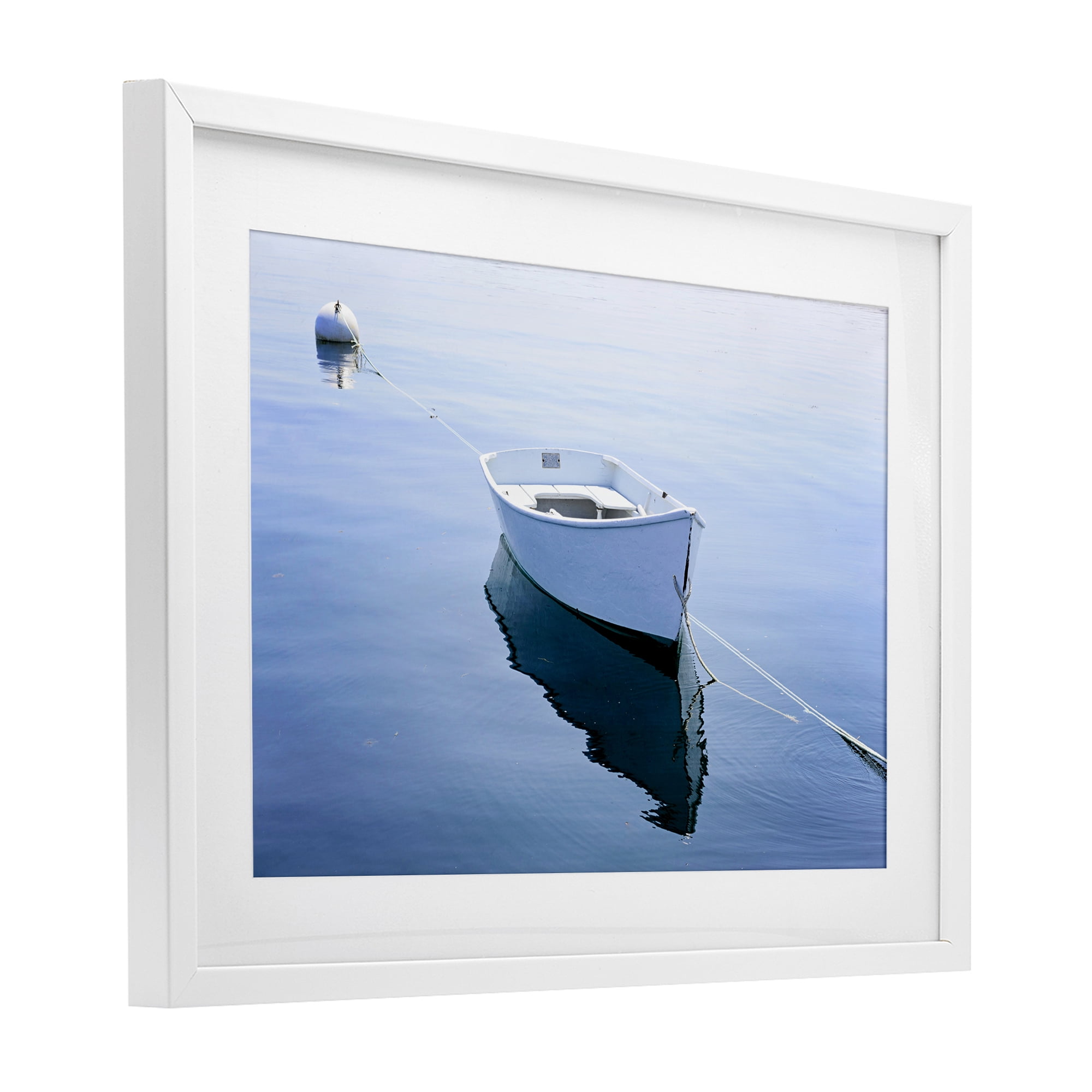Stupell Industries Boat Tied to Dock White Framed Print Under Glass, design by JLM Photographs