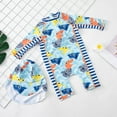 thumbnail image 4 of Swim Trunks Boys Baby Toddler Boys Swimsuit Set, Long Sleeve Sunscreen Swimwear Bathing Suit with Hat Swimsuits for Teens A 6 Months-9 Months, 4 of 6