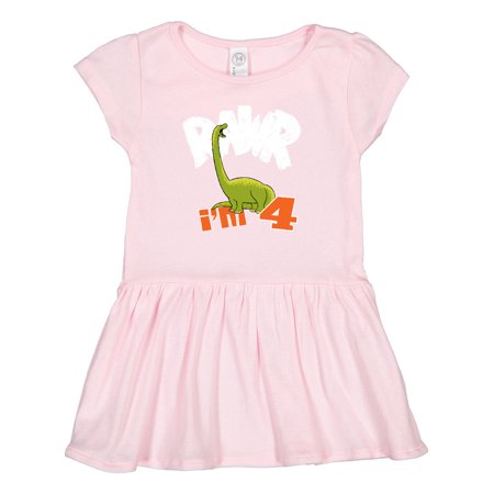 

Inktastic RAWR I m 4! Baby Brontosaurus Gift Toddler Girl Dress