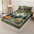 thumbnail image 2 of catabedysis Rustic Camo Camping Zipper Full Size Comforter Sets with Fitted Sheet and 2 Pillowcases,Vintage Camouflage Print Zipper Bedding Set For Boys,Green,Black Reversible,4 Pieces, 2 of 7