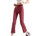 thumbnail image 4 of LIBRCLO Womens Yoga Pants Solid Color High Waisted Bootcut Trousers Casual Plastic Flared Long Pants, 4 of 8