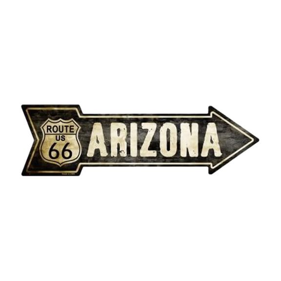 Vintage Route 66 Arizona Novelty Metal Arrow Sign A-127