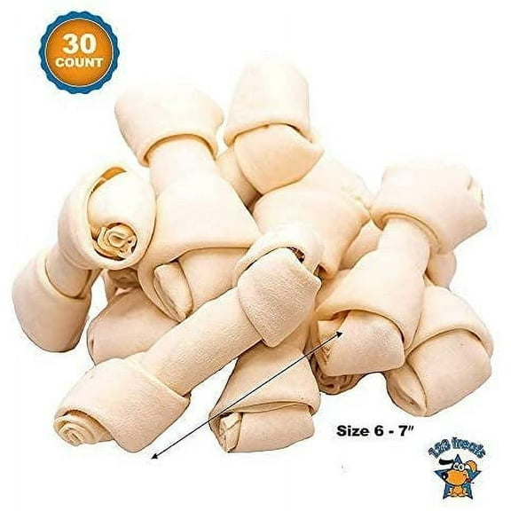 Raw Hide Bones 6-7" (30 Count) For Medium to Large Dogs - 100% Natural Rawhide Bulk Bones From 123 Treats