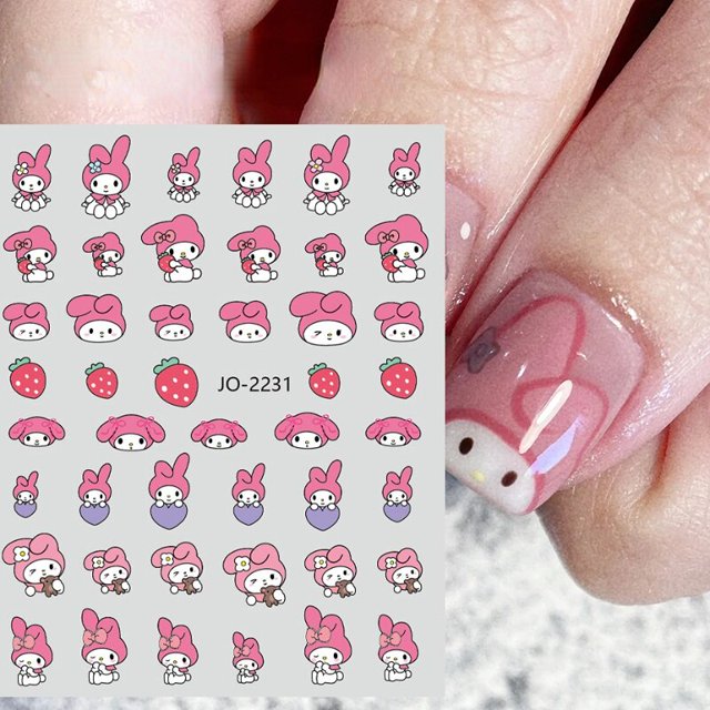 1 Uds nuevo Anime Sanrio suministros para uñas pegatinas de uñas dibujos animados Melody Kulomi Cinnamoroll dibujos animados 3D pegatinas adhesivas prensa en las uñas