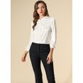 thumbnail image 3 of INSPIRE CHIC Women's Ruffle Neck Bubble Sleeve Elastic Cuff Button Work Office Blouse, 3 of 6