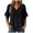 Black, variant on Womens Cotton Linen Boho Tops Summer Gauze Fringe Shirts Retro Short Sleeve V Neck Shirts Raw Hem Loose Beach Clothes