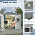 thumbnail image 3 of LIVIVOX 10X8 FT Outdoor Tool Storage Shed with Metal Foundation & Lockable Doors, All Weather Metal Sheds for Garden, Patio, Backyard, Lawn, Gray, 3 of 10
