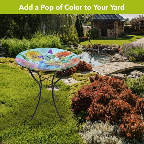 Briarwood Lane Fluttering Butterflies Glass Birdbath