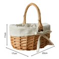 thumbnail image 5 of sunsanly Flower Basket with Handle And Fabric Lining Hand-Woven Great Load Bearing Large Capacity Picnic Camping Basket Easter Gift Wicker Basket Grocery Vegetable Fruit Storage Container, 5 of 7