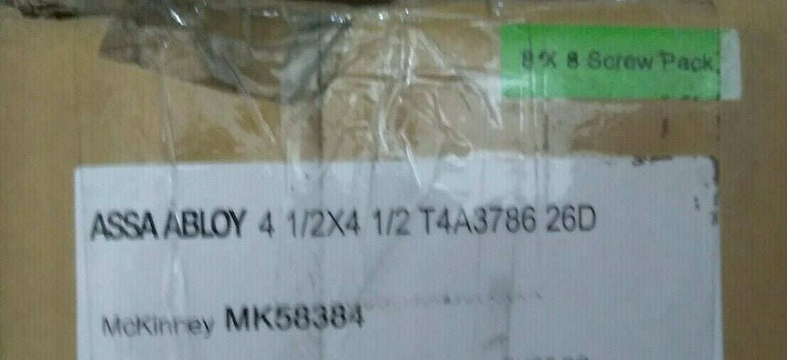 Mckinney Assa Abloy 3 Hinges 4 1/2 X 4 1/2 T4A3786 26D 5 Knuckle Ball