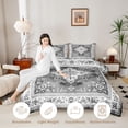 thumbnail image 3 of Homewish Vintage Bohemian Mandala Floral Full Size Comforter Sets,Gray Gradient Bedding Comforter Set,Black Reversible,3pcs,1 Comforter and 2 Pillowcases, 3 of 7