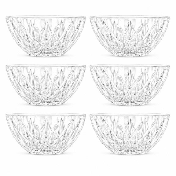 QUANSHANGJU 6-Piece Clear Glass Bowls Set – 9 oz Oven Safe Serving Bowls for Soup & Salad
