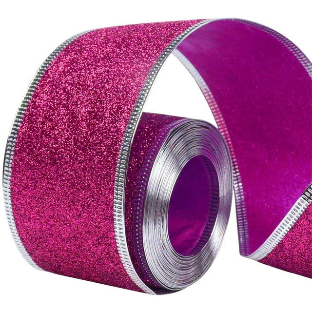 33Ft/10Meters Rose Red Glitter Christmas Ribbon Wreath Present Wedding Arts Crafts Gift Wrapping