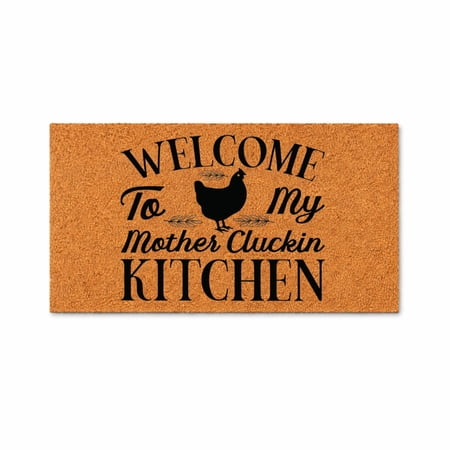 Welcome To My Mother Cluckin Kitchen, Doormat, Funny Welcome Mat, Chicken Design (24x48 inches) 7684